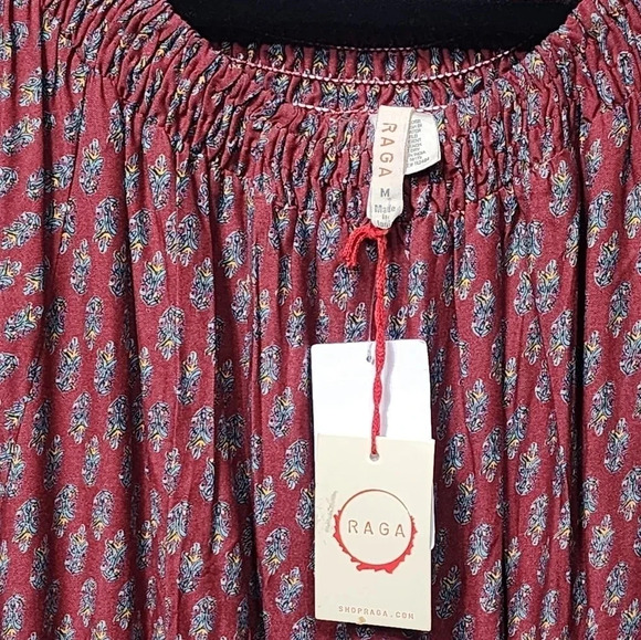 RAGA Avah Paisley Wine Front Pockets Off the Shoulder Jumpsuit Size M NWT - Picture 9 of 10